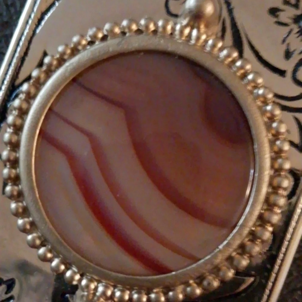 Vintage Bohemian Gypsy Festival Belt Buckle Natural Stone